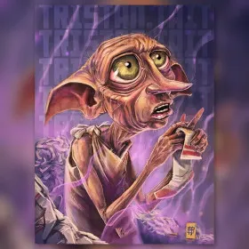 Dobby tenant une chaussette magique toile diamond painting strass brillants