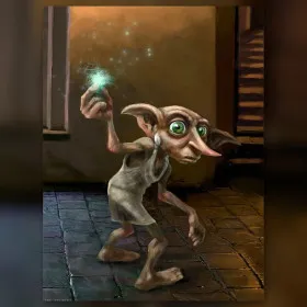 Dobby met magische lichtbol in glinsterende diamant schilderij strass kunst