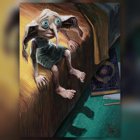 Melancholischer Hauself Dobby Diamantmalerei glänzende Strasssteine
