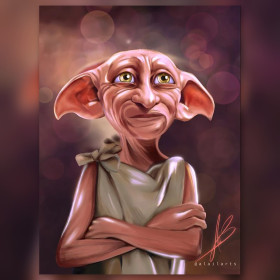 Dobby elfo domestico sorridente in pittura a diamante con strass