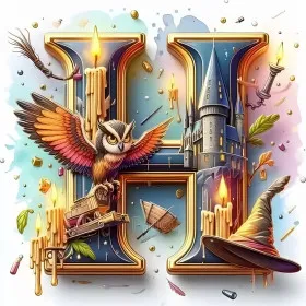 Magische letter H Zweinstein diamond painting glinsterende strassen uil kasteel