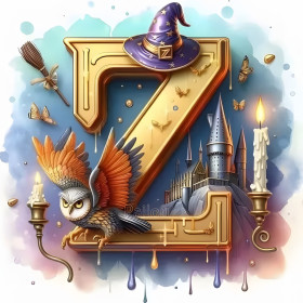 Magical letter Z Hogwarts diamond painting shiny rhinestones owl castle