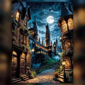 Hogwarts unter Sternenhimmel Diamond Painting glänzende Strasssteine