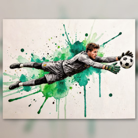 Dynamischer Torwart Im Aquarell Flug