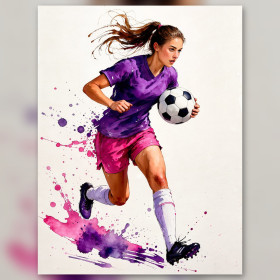 Vrouwelijke Voetballer in Dynamische Sprint