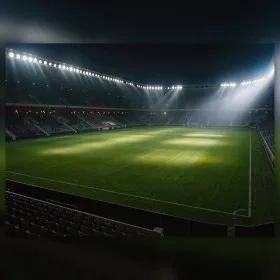 Floodlit Football Stadium At Night