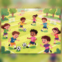 Kinderen Spelen Voetbal In Het Park
