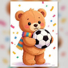 Schattige Bruine Beer Met Voetbal