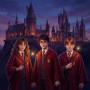 Harry Potter, Hermione and Ron at Hogwarts Castle