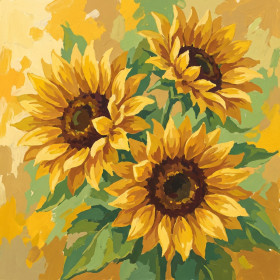 Drei Sonnenblumen in lockerem Aquarellstil