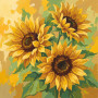Drei Sonnenblumen in lockerem Aquarellstil