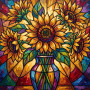 Mazzo di girasoli in stile vetrata colorata