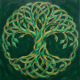 Celtic Interlaced Tree of Life in Emerald and Gold