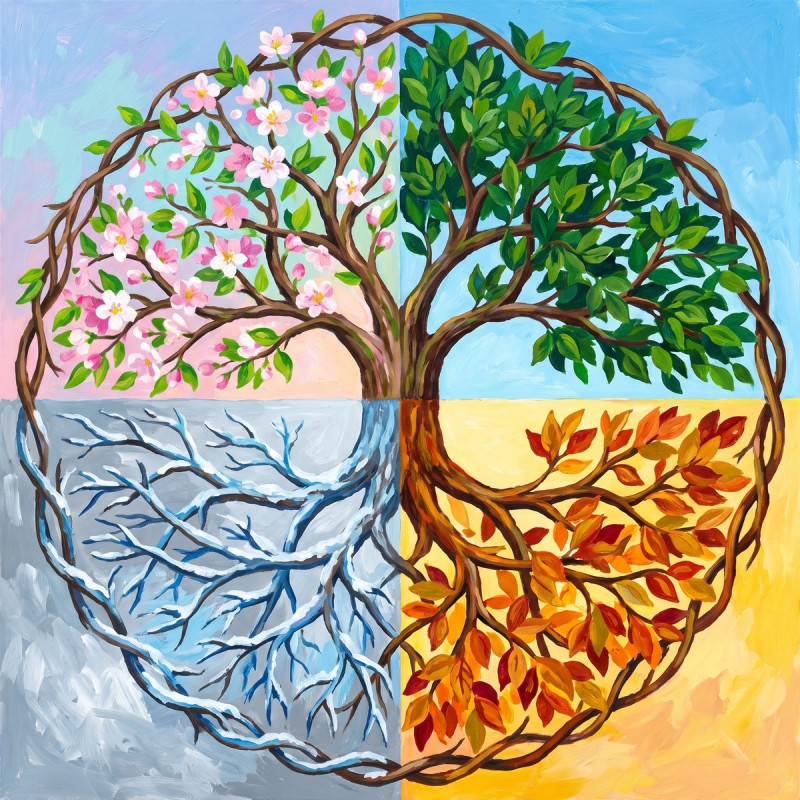 Albero della vita nelle quattro stagioni