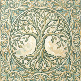 Arbre de vie Art nouveau aux volutes dorées
