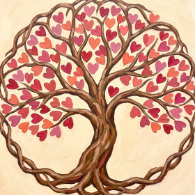 Albero della vita con foglie a cuore