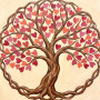 Arbre de vie aux feuilles en cœurs