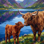 Highland Cow and Calf by the Loch