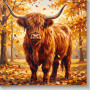 Schotse Hooglander Tussen Gouden Herfstbomen