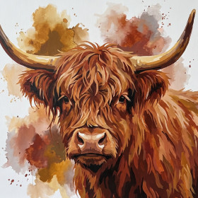 Ritratto Acquerello di Mucca Highland