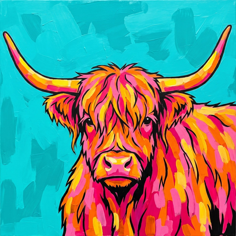 Pop Art Highland Cow Portrait