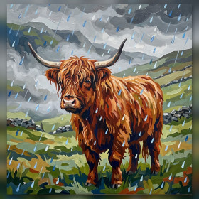 Hochlandrind im schottischen Regen