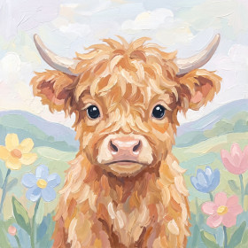 Veau Highland aux grands yeux doux