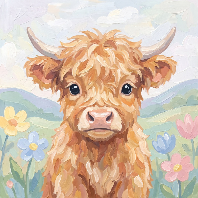 Veau Highland aux grands yeux doux