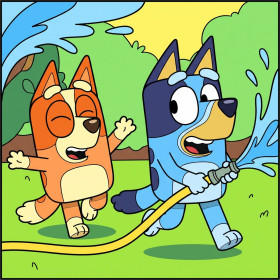 Bluey and Bingo Backyard Water Play