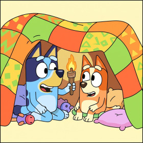 Bluey and Bingo Blanket Fort with Torch