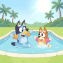 Bluey and Bingo Swimming Pool Splash
