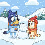 Bluey and Bingo Building a Snowman