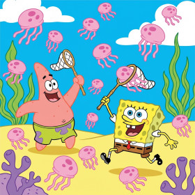 SpongeBob en Patrick vangen kwallen in Bikinibroek
