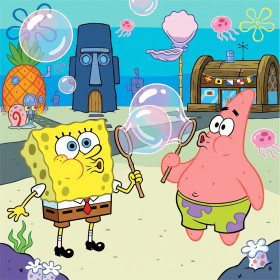 SpongeBob en Patrick blazen bellen in Bikinibroek