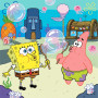 Bob et Patrick soufflant des bulles géantes