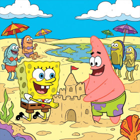 Bob et Patrick à la plage de Bikini Bottom