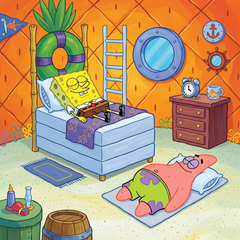 SpongeBob and Patrick Sleeping - Diamond Painting