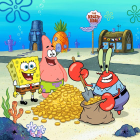 SpongeBob Patrick and Mr. Krabs With Gold Coins
