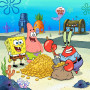 Bob, Patrick et M. Krabs avec pièces d'or