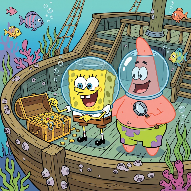 SpongeBob und Patrick entdecken ein versunkenes Schatzschiff