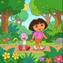 Dora et Babouche marchant dans la jungle