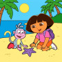 Dora et Babouche avec une étoile de mer