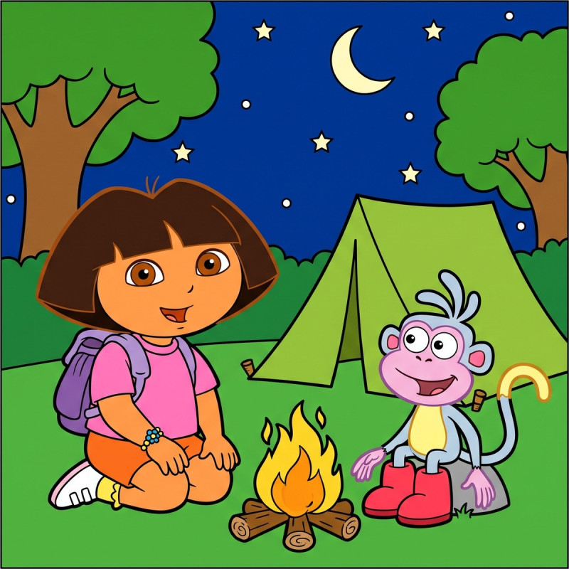 Dora et Babouche en camping sous les étoiles