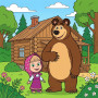 Masha and the Bear at the Forest House