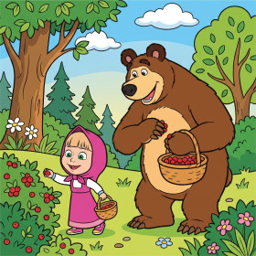 Bessen plukken in het bos met manden
