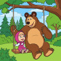 Masha and the Bear on a Tree Swing