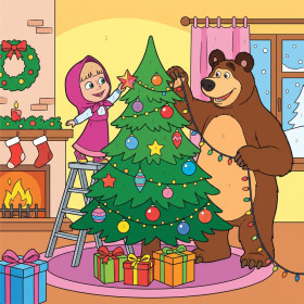 Masha and the Bear Decorating a Christmas Tree