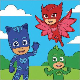 Catboy Owlette en Gekko in de lucht