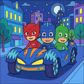 Catboy Owlette and Gekko Riding the Cat-Car