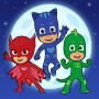 Catboy Owlette and Gekko Team Pose Under the Moon